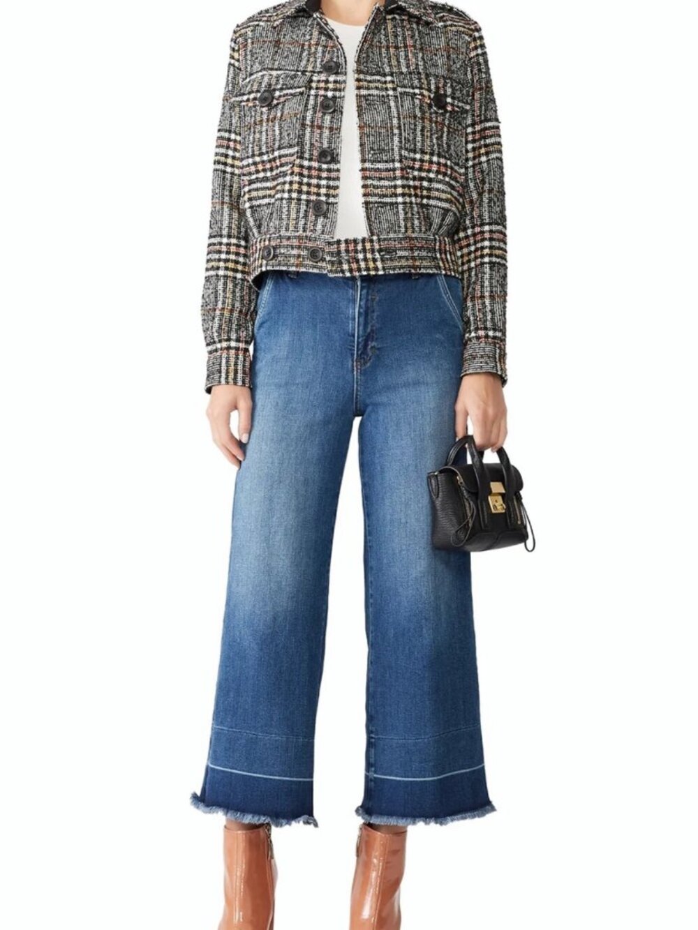 FREE PEOPLE Eisenhower Slouchy Plaid Tweed Jacket Small - Picture 2 of 14